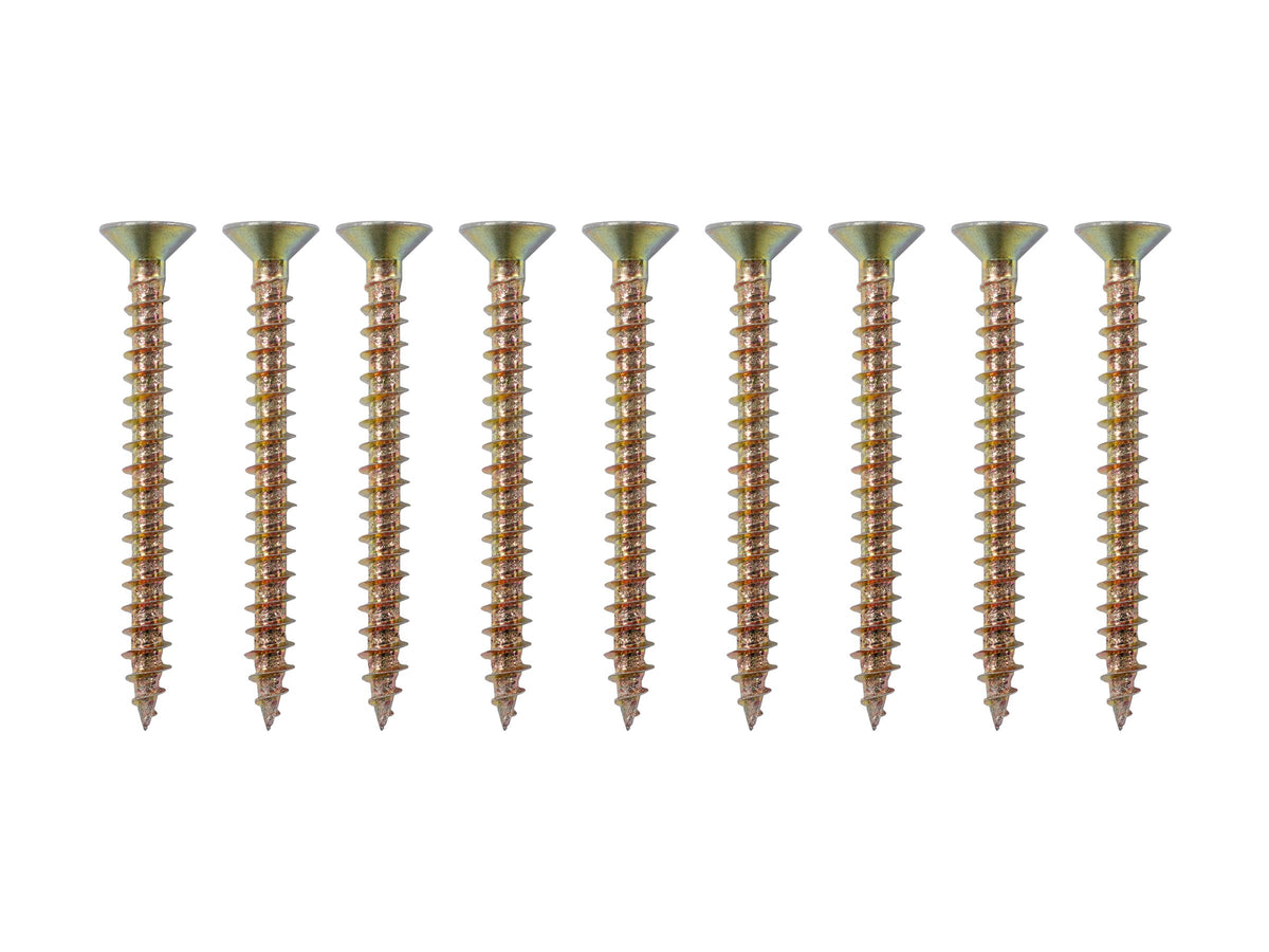 Nine M5 × 75 mm countersunk screws from the mounting kit.